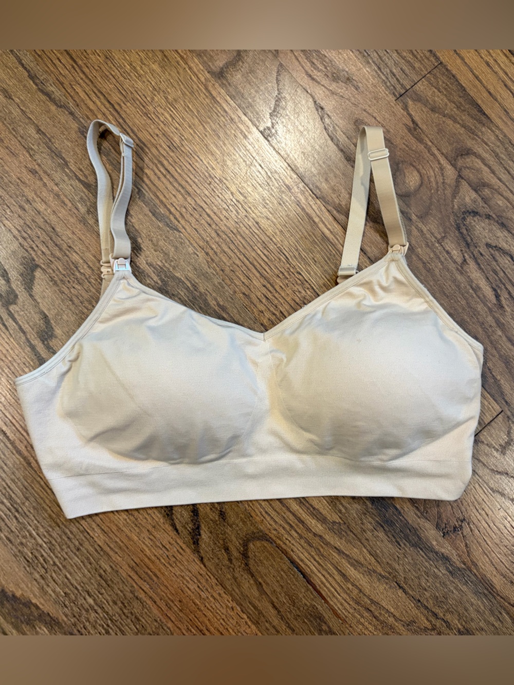 Auden Light Beige Lightly Lined Seamless Nursing Bra, size Large